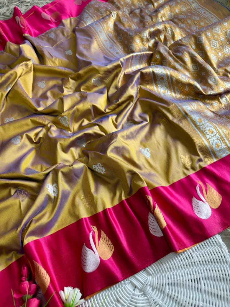 PREMIUM BANARASI PAITHANI SILK SATIN SWAN BORDER SAREE