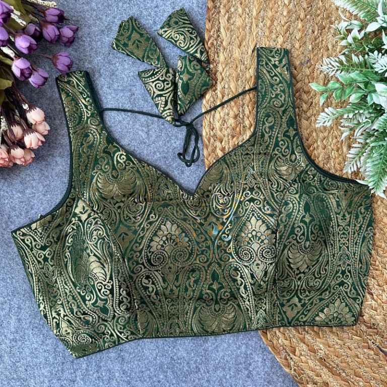 PURE BANARASI SILK GOLDEN ZARI WORK READYMADE BLOUSE
