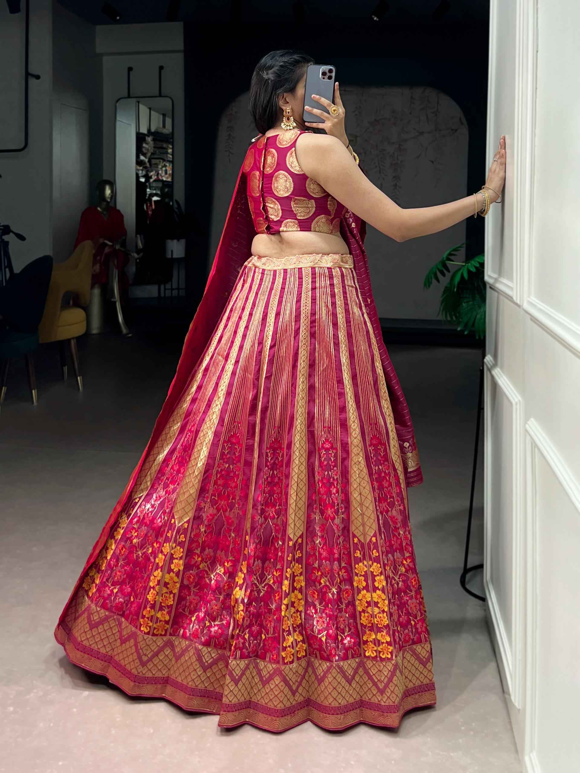 BANARASI SILK ZARI WEAVING WORK LEHENGA CHOLI 1