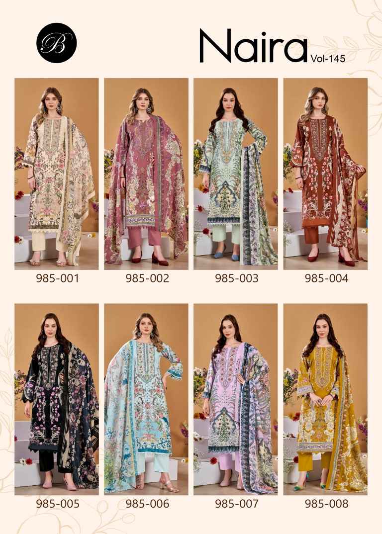 BELLIZA NAIRA VOL-145 PURE COTTON EMBROIDERY DRESS MATERIAL
