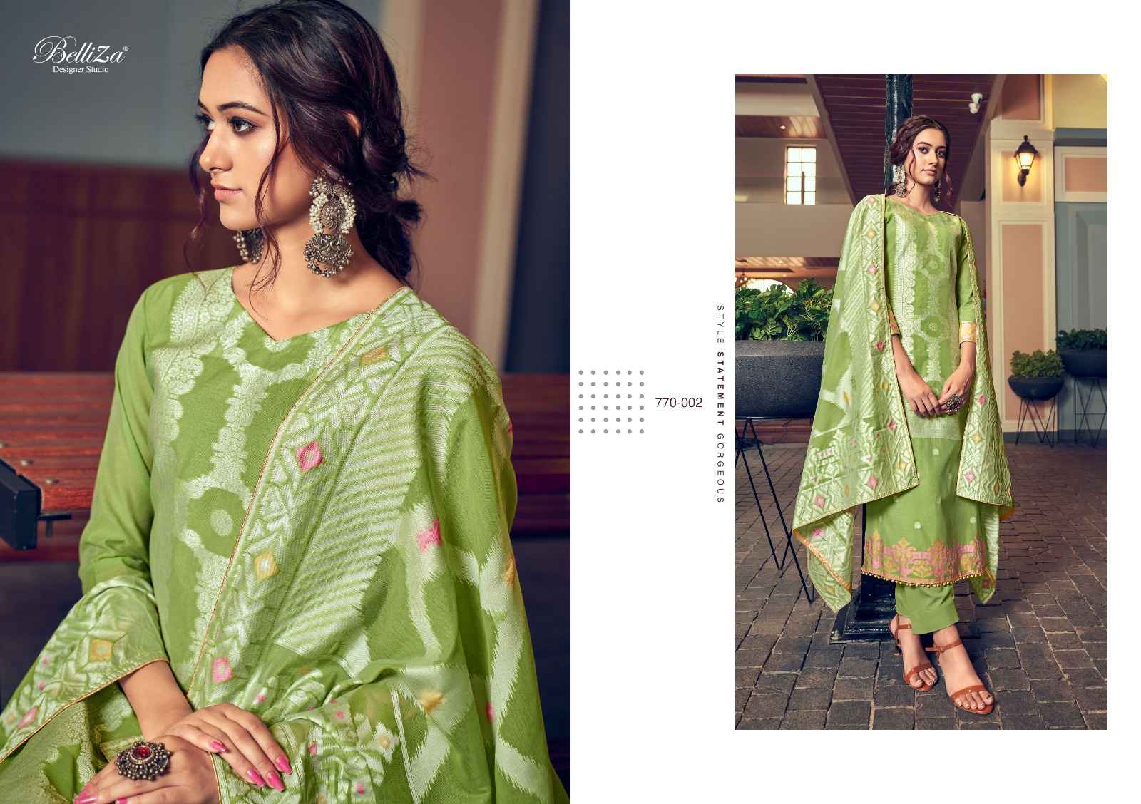 BELLIZA ODHNI PURE COTTON EXCLUSIVE WEAVING JAQUARD WORK DRESS MATERIAL