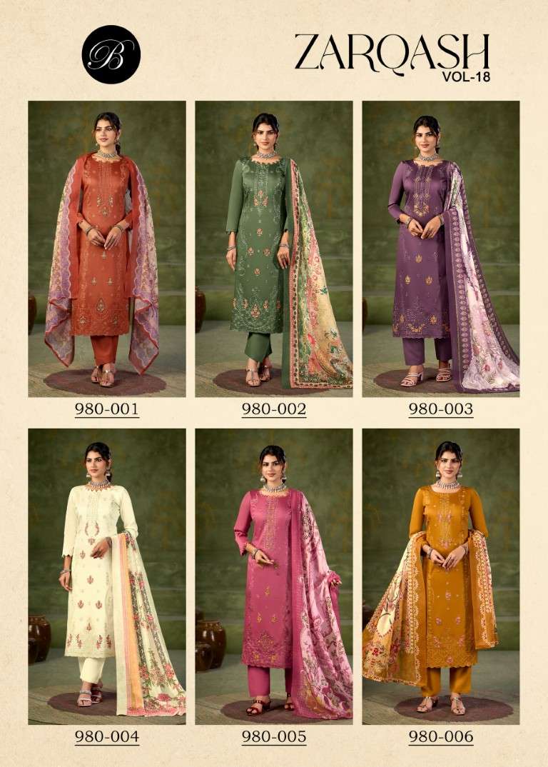 BELLIZA ZARQASH VOL-18 PURE HEAVY JAM COTTON DRESS MATERIAL