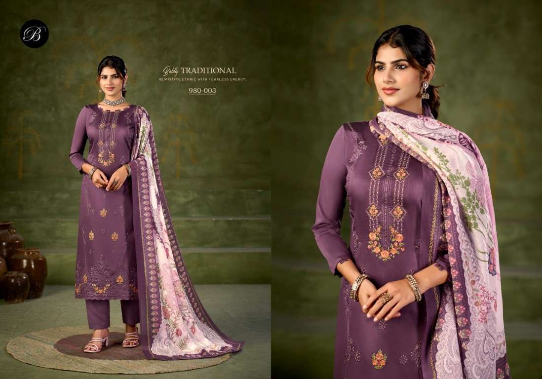 BELLIZA ZARQASH VOL-18 PURE HEAVY JAM COTTON DRESS MATERIAL