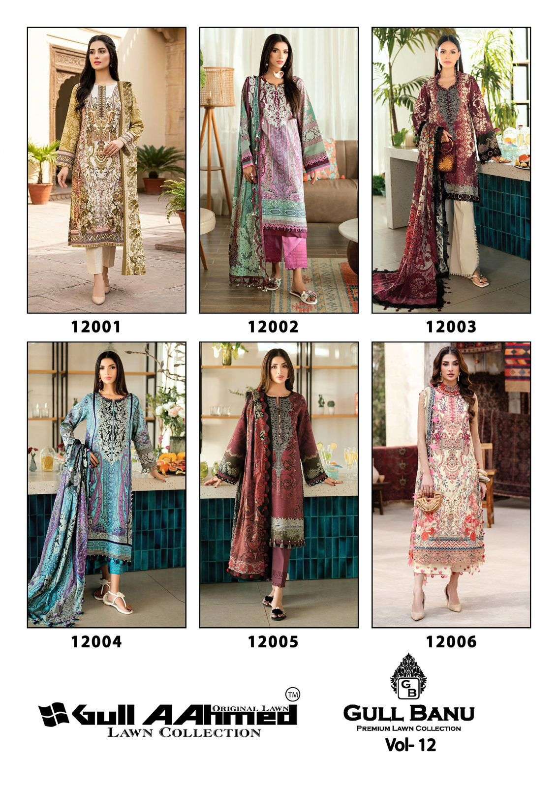 GULL AAHMED GULLBANU VOL-12 PURE CAMBRIDGE DRESS MATERIAL