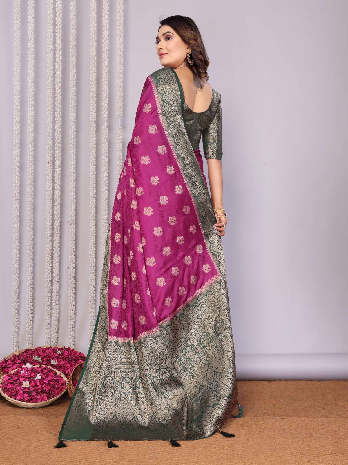 HANDLOOM SATIN SILK ZARI WEAVING SAREE