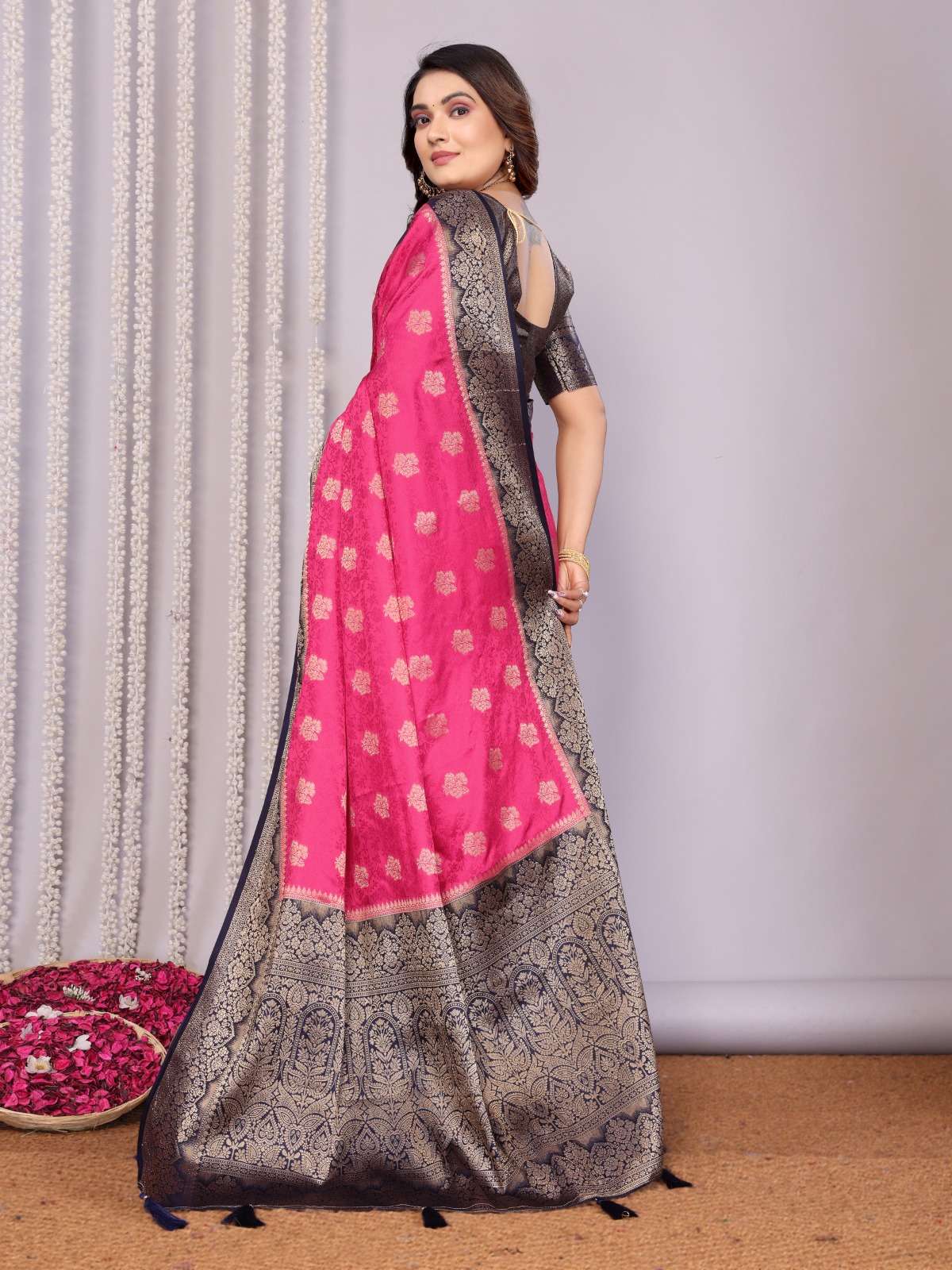 HANDLOOM SATIN SILK ZARI WEAVING SAREE