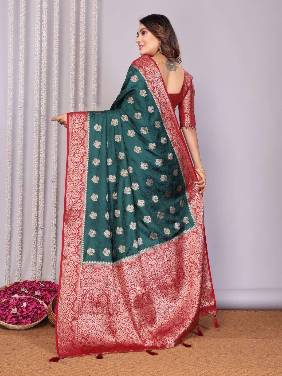 HANDLOOM SATIN SILK ZARI WEAVING SAREE