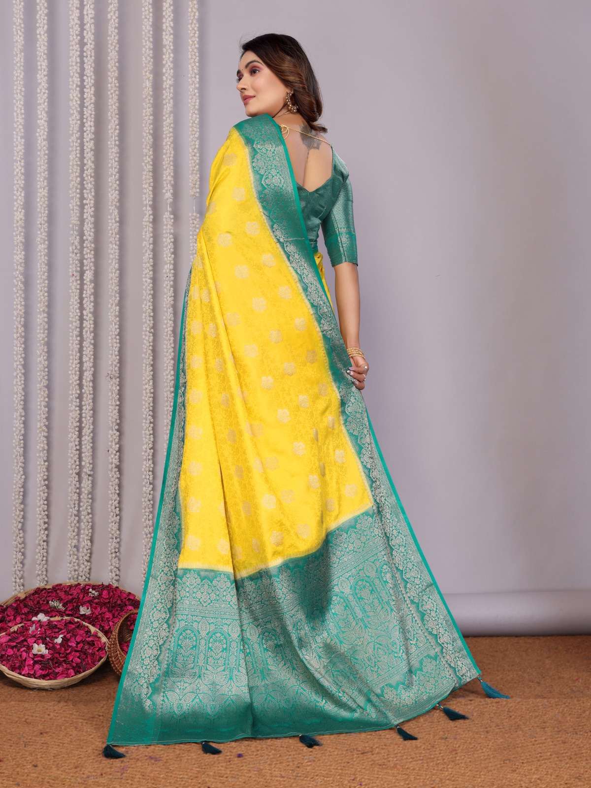 HANDLOOM SATIN SILK ZARI WEAVING SAREE