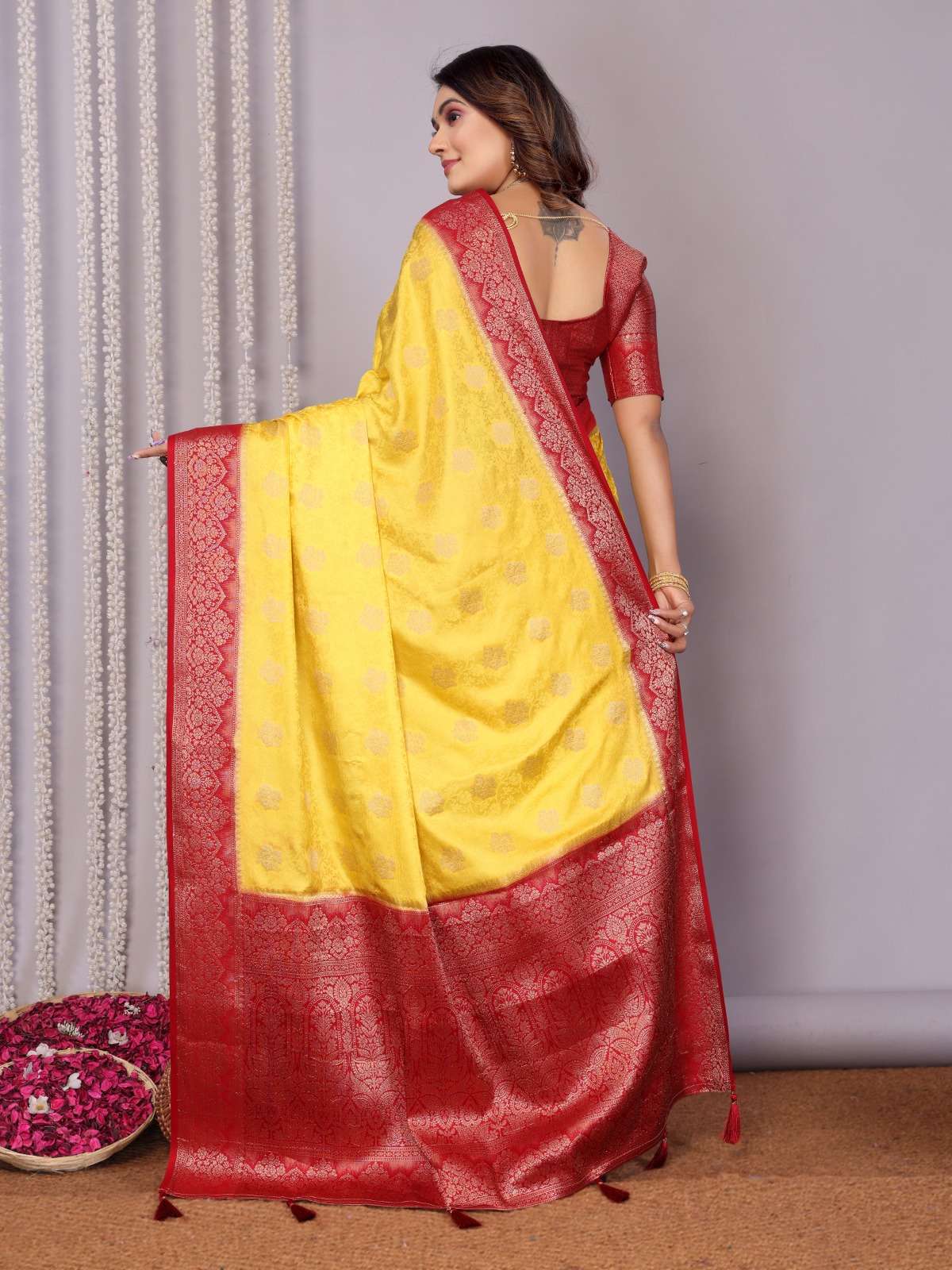 HANDLOOM SATIN SILK ZARI WEAVING SAREE