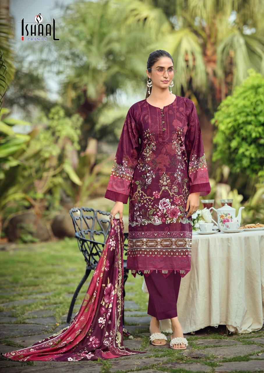 ISHAAL GULMOHAR COMBO PURE LAWN PAKISTANI DRESS MATERIAL