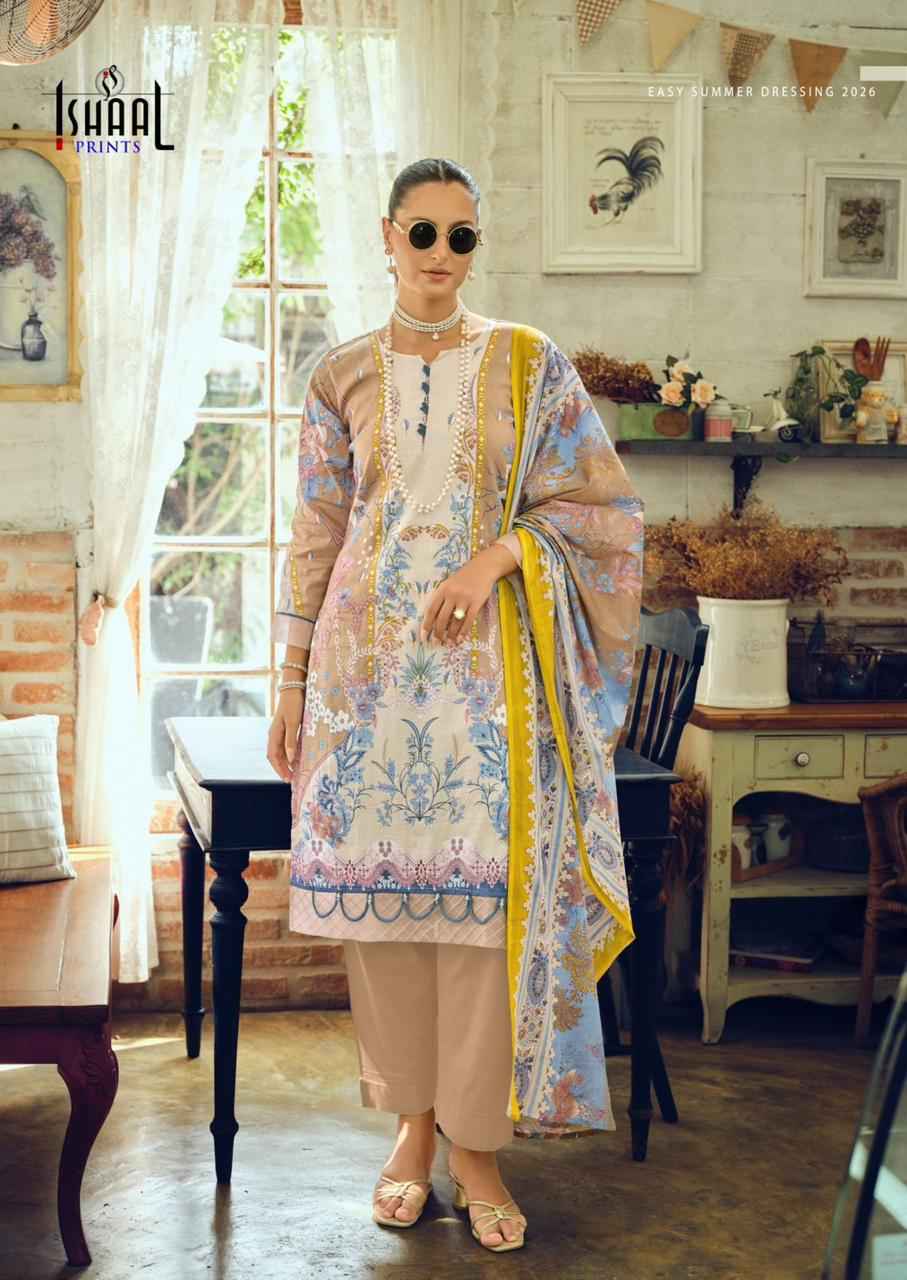 ISHAAL GULMOHAR COMBO PURE LAWN PAKISTANI DRESS MATERIAL