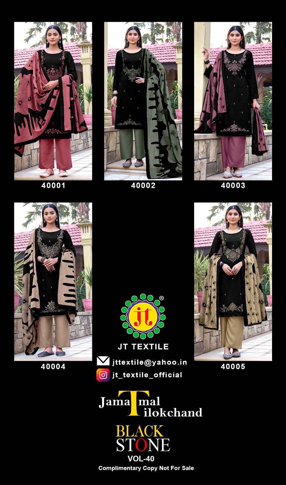 JT BLACK STONE VOL-40 RAYON PREMIUM WORK DRESS MATERIAL 