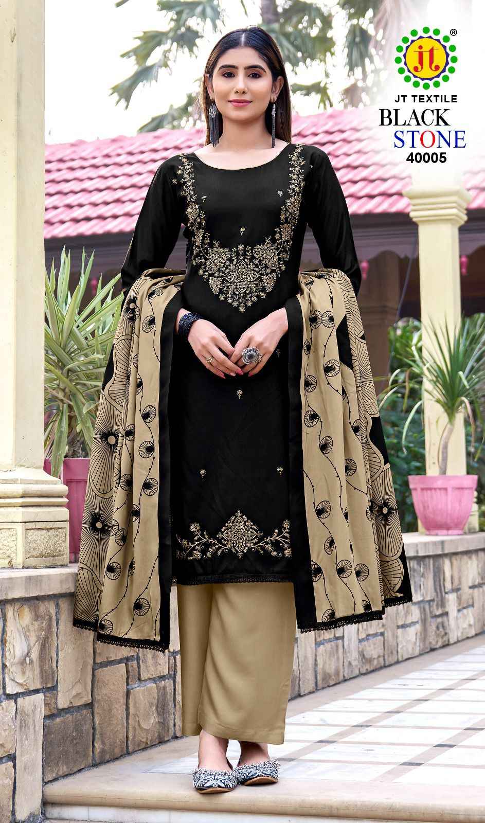 JT BLACK STONE VOL-40 RAYON PREMIUM WORK DRESS MATERIAL 