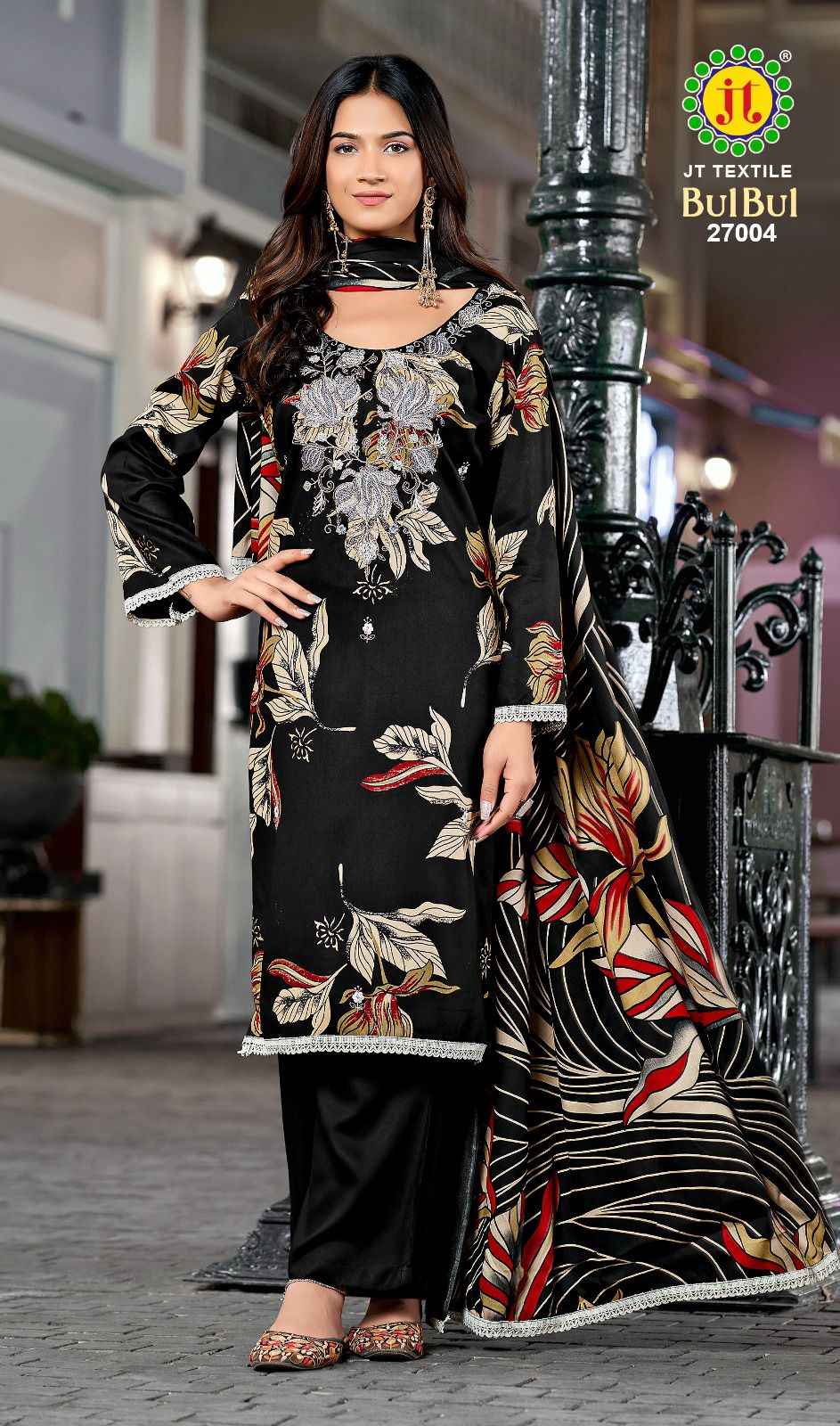 JT BULBUL VOL-27 RAYON PREMIUM EMBROIDERY WORK DRESS MATERIAL 