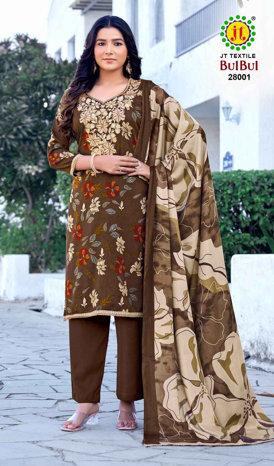 JT BULBUL VOL-28 RAYON PREMIUM EMBROIDERY WORK DRESS MATERIAL 