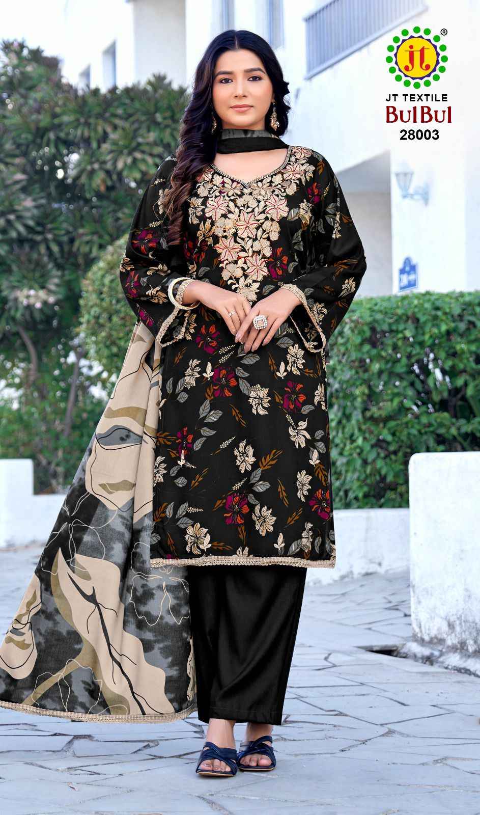 JT BULBUL VOL-28 RAYON PREMIUM EMBROIDERY WORK DRESS MATERIAL 