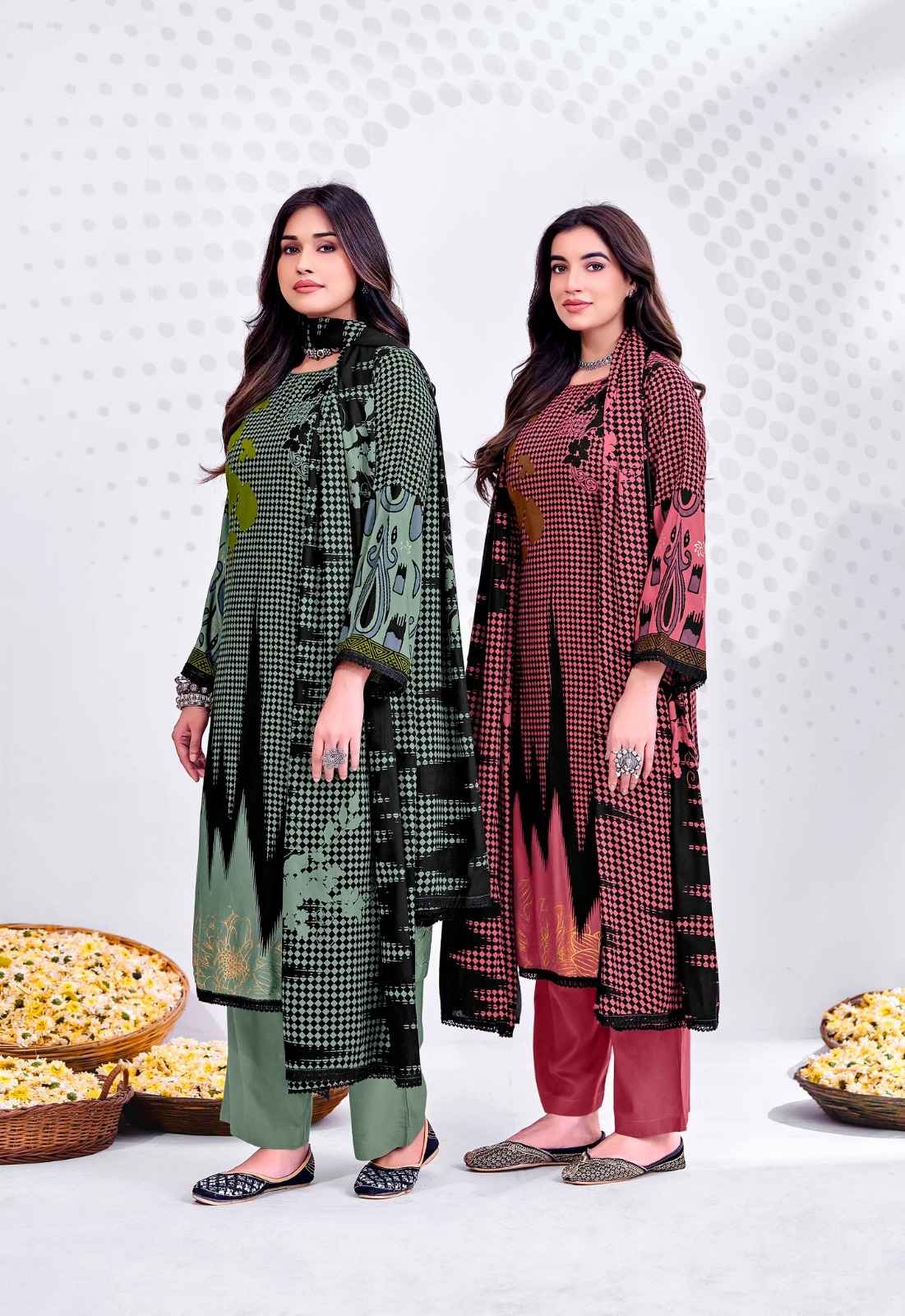 JT NIGAAR VOL-10 RAYON FABRIC WITH GOLD PRINT DRESS MATERIAL