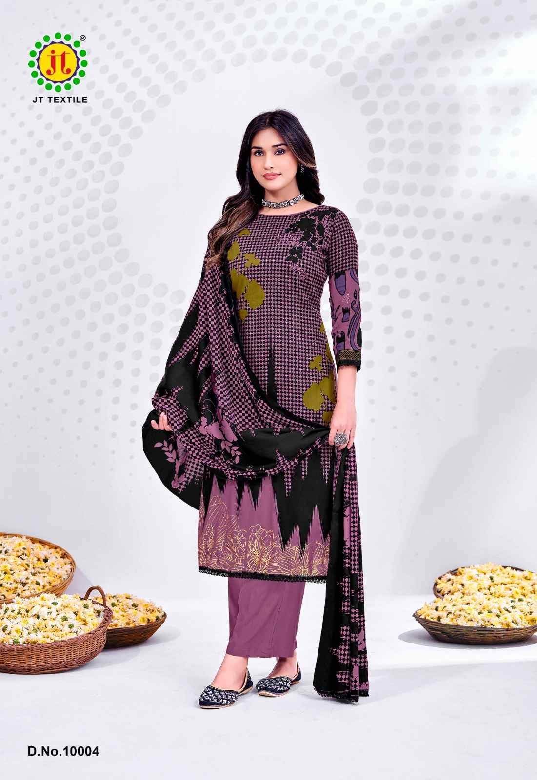 JT NIGAAR VOL-10 RAYON FABRIC WITH GOLD PRINT DRESS MATERIAL