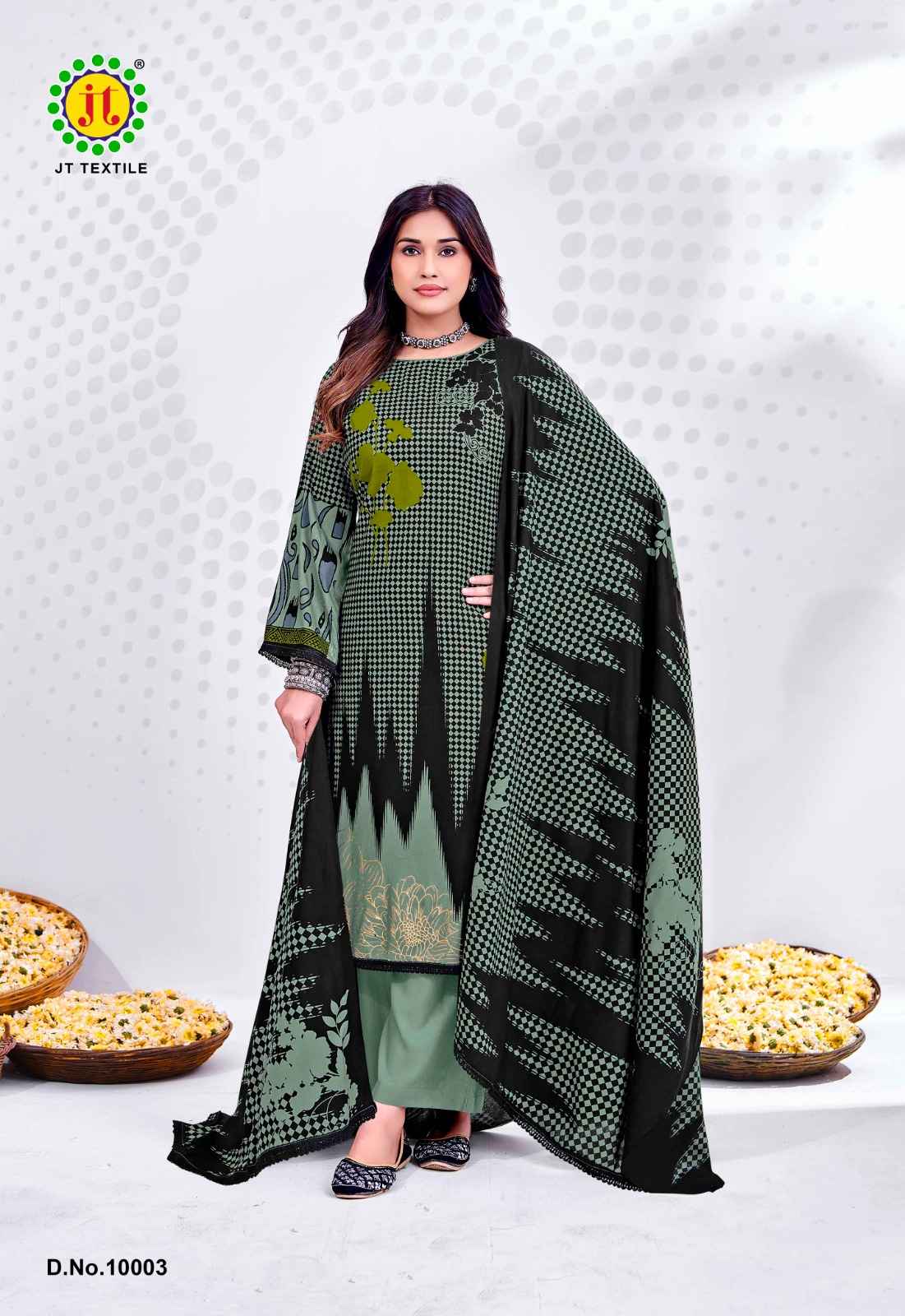 JT NIGAAR VOL-10 RAYON FABRIC WITH GOLD PRINT DRESS MATERIAL