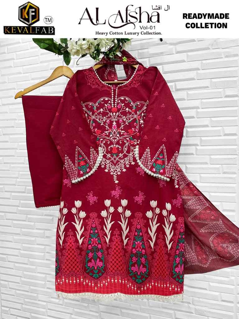 KEVAL FAB AL AFSHA VOL-01 HEAVY COTTON READYMADE PAKISTANI SUIT