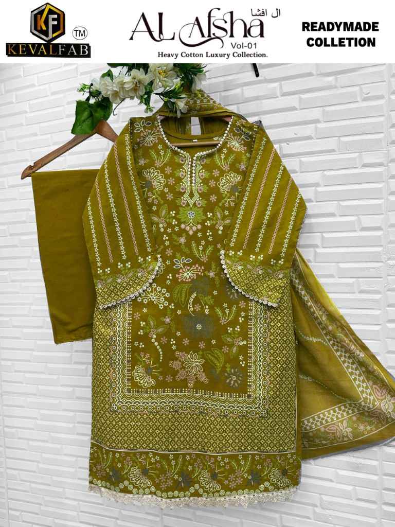 KEVAL FAB AL AFSHA VOL-01 HEAVY COTTON READYMADE PAKISTANI SUIT