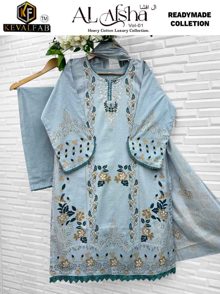 KEVAL FAB AL AFSHA VOL-01 HEAVY COTTON READYMADE PAKISTANI SUIT