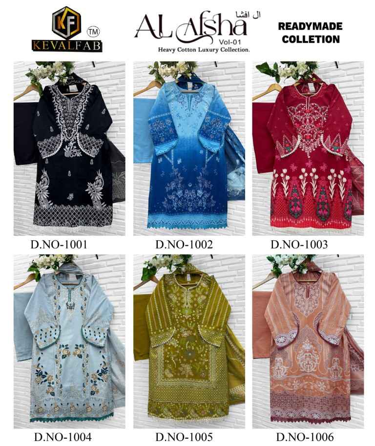 KEVAL FAB AL AFSHA VOL-01 HEAVY COTTON READYMADE PAKISTANI SUIT