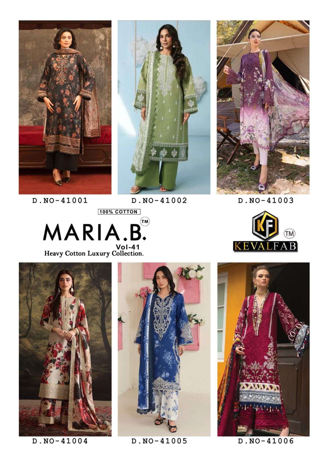 KEVAL FAB MARIA B VOL-41 HEAVY COTTON PRINTED DRESS MATERIAL