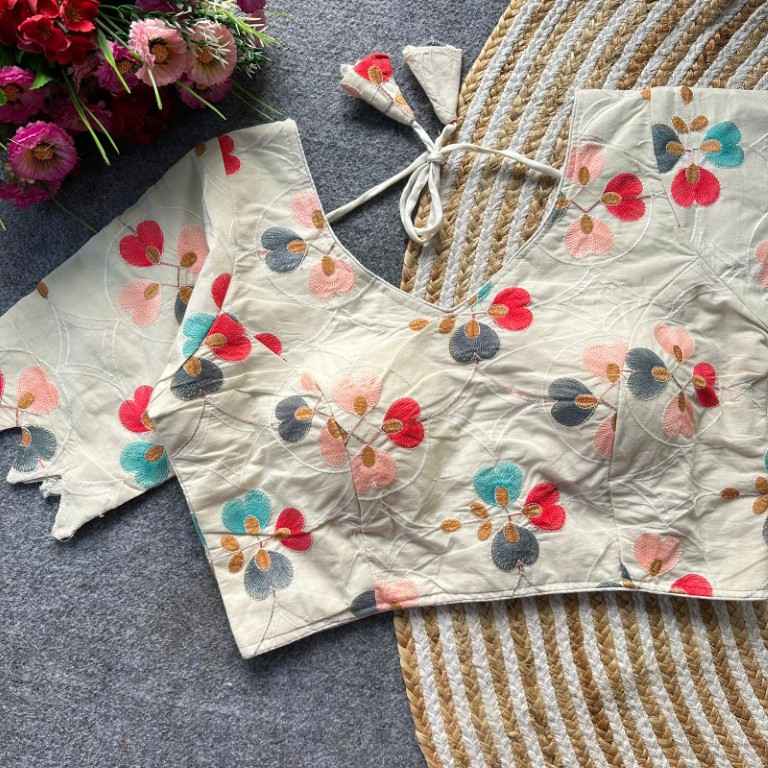 HAVY KHADI COTTON EMBRODIARY WROK READYMADE BLOUSE