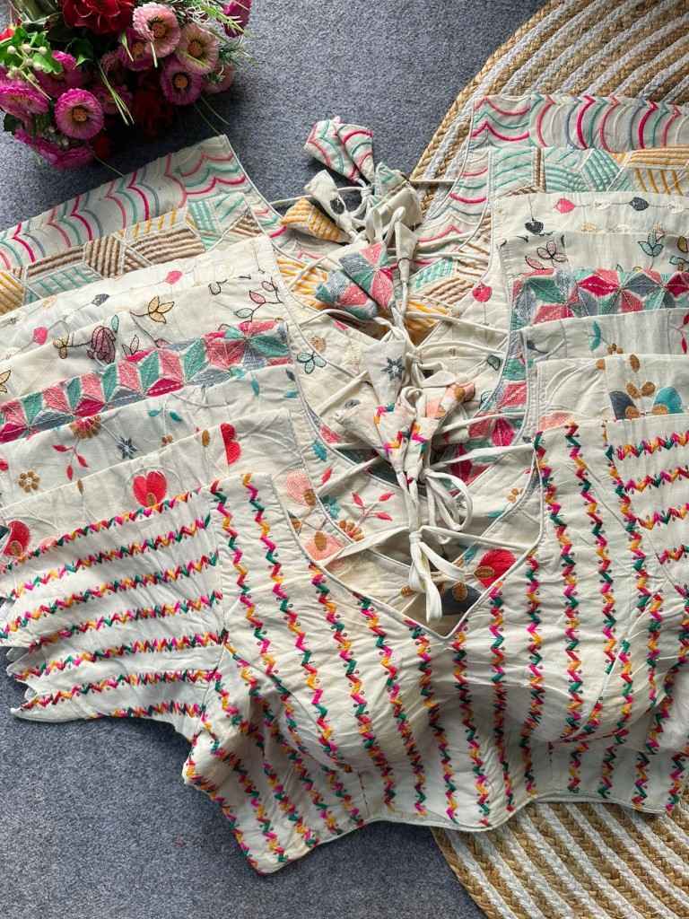 HAVY KHADI COTTON EMBRODIARY WROK READYMADE BLOUSE