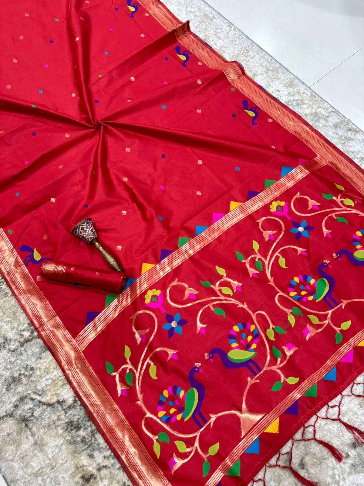 KHADI RAW SILK MINAKARI ZARI WEAVING SAREE