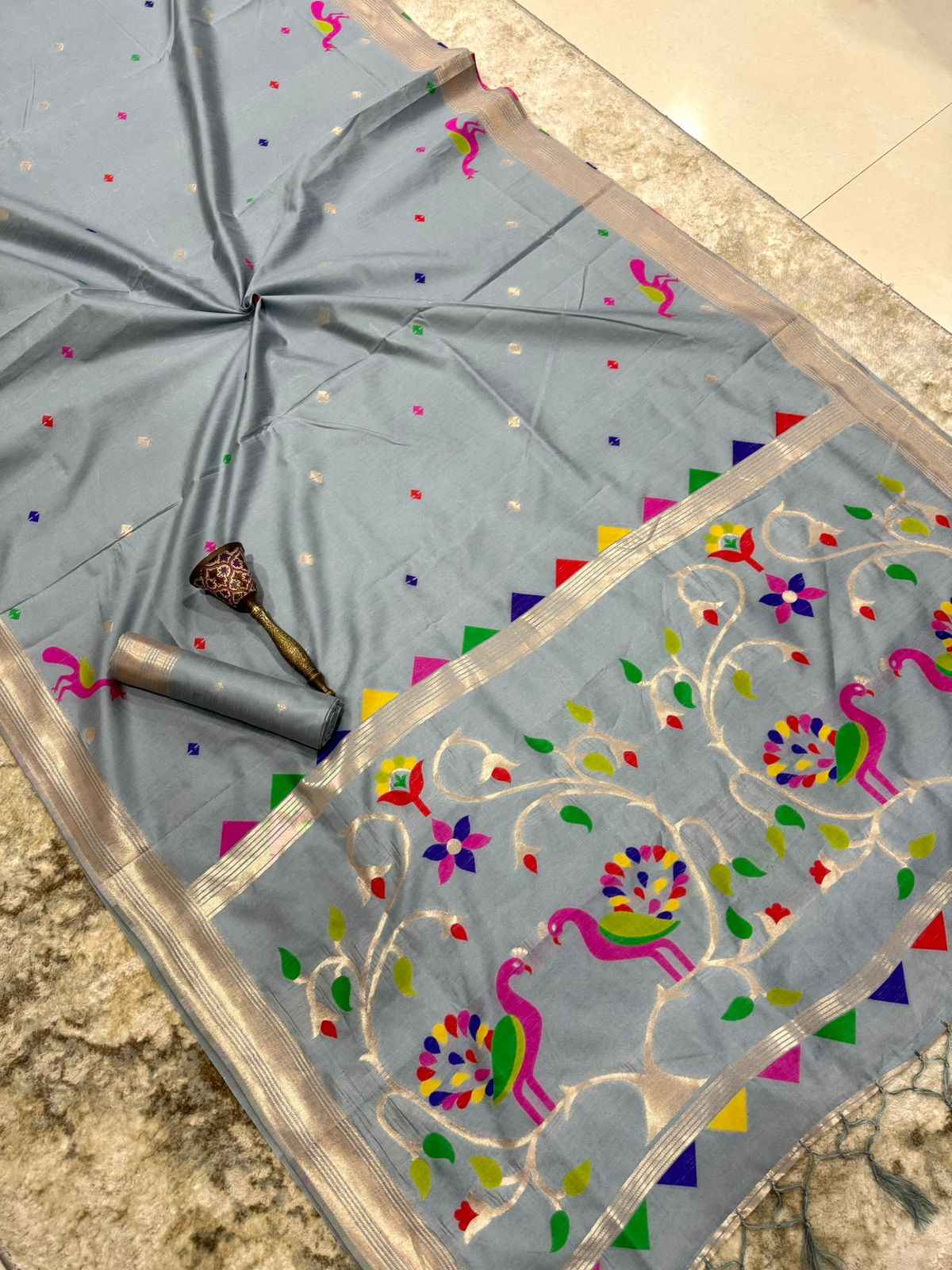 KHADI RAW SILK MINAKARI ZARI WEAVING SAREE