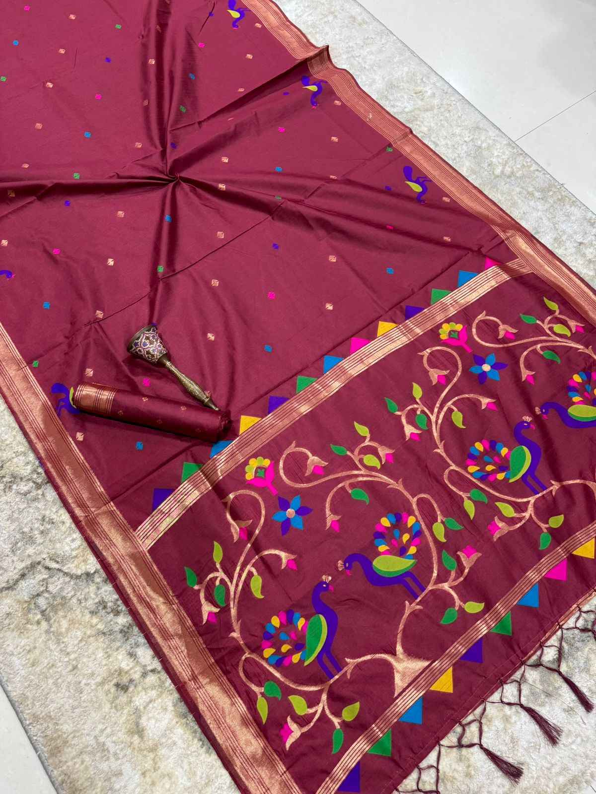 KHADI RAW SILK MINAKARI ZARI WEAVING SAREE