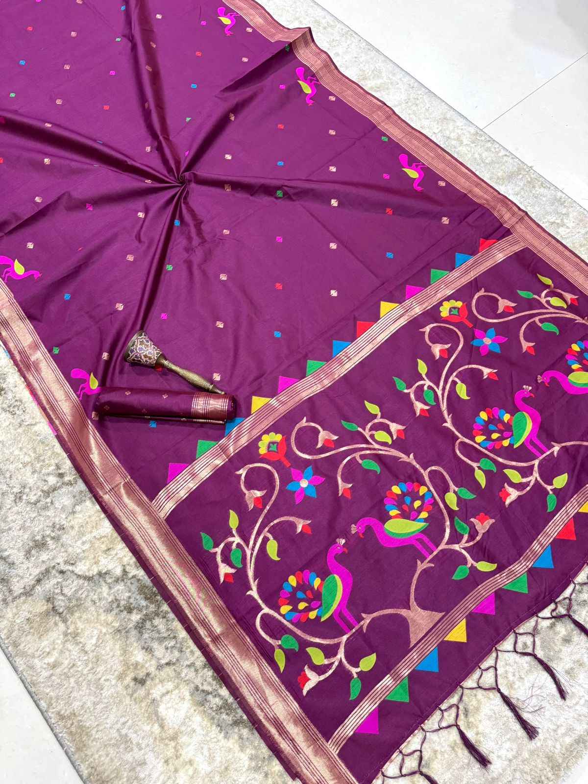KHADI RAW SILK MINAKARI ZARI WEAVING SAREE