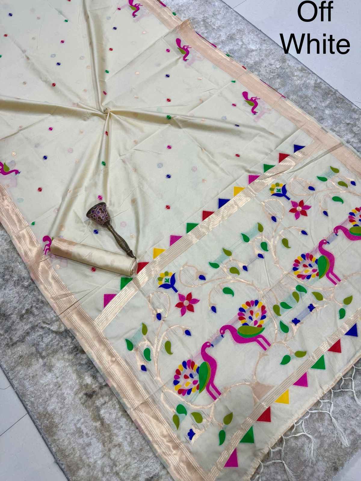 KHADI RAW SILK MINAKARI ZARI WEAVING SAREE