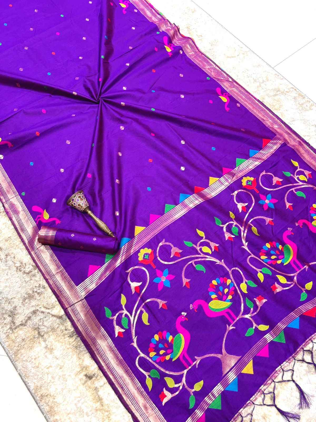 KHADI RAW SILK MINAKARI ZARI WEAVING SAREE