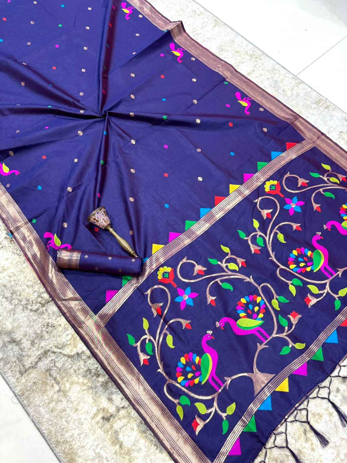 KHADI RAW SILK MINAKARI ZARI WEAVING SAREE