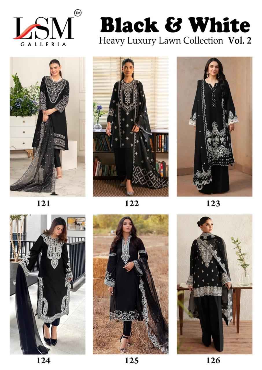 LSM BLACK & WHITE VOL-2 PURE LAWN COTTON PRINTED DRESS MATERIAL