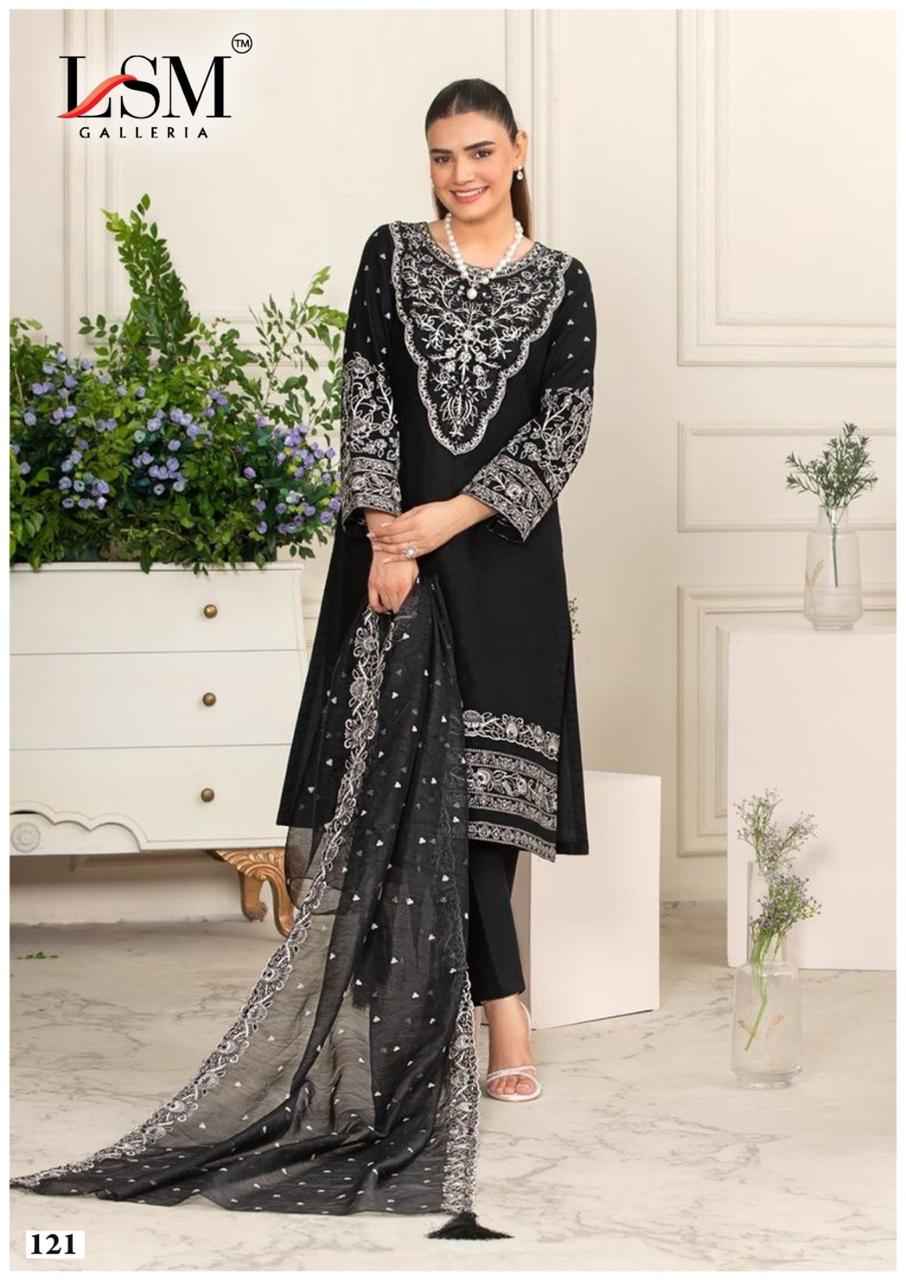LSM BLACK & WHITE VOL-2 PURE LAWN COTTON PRINTED DRESS MATERIAL