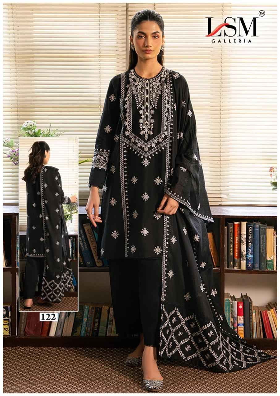 LSM BLACK & WHITE VOL-2 PURE LAWN COTTON PRINTED DRESS MATERIAL