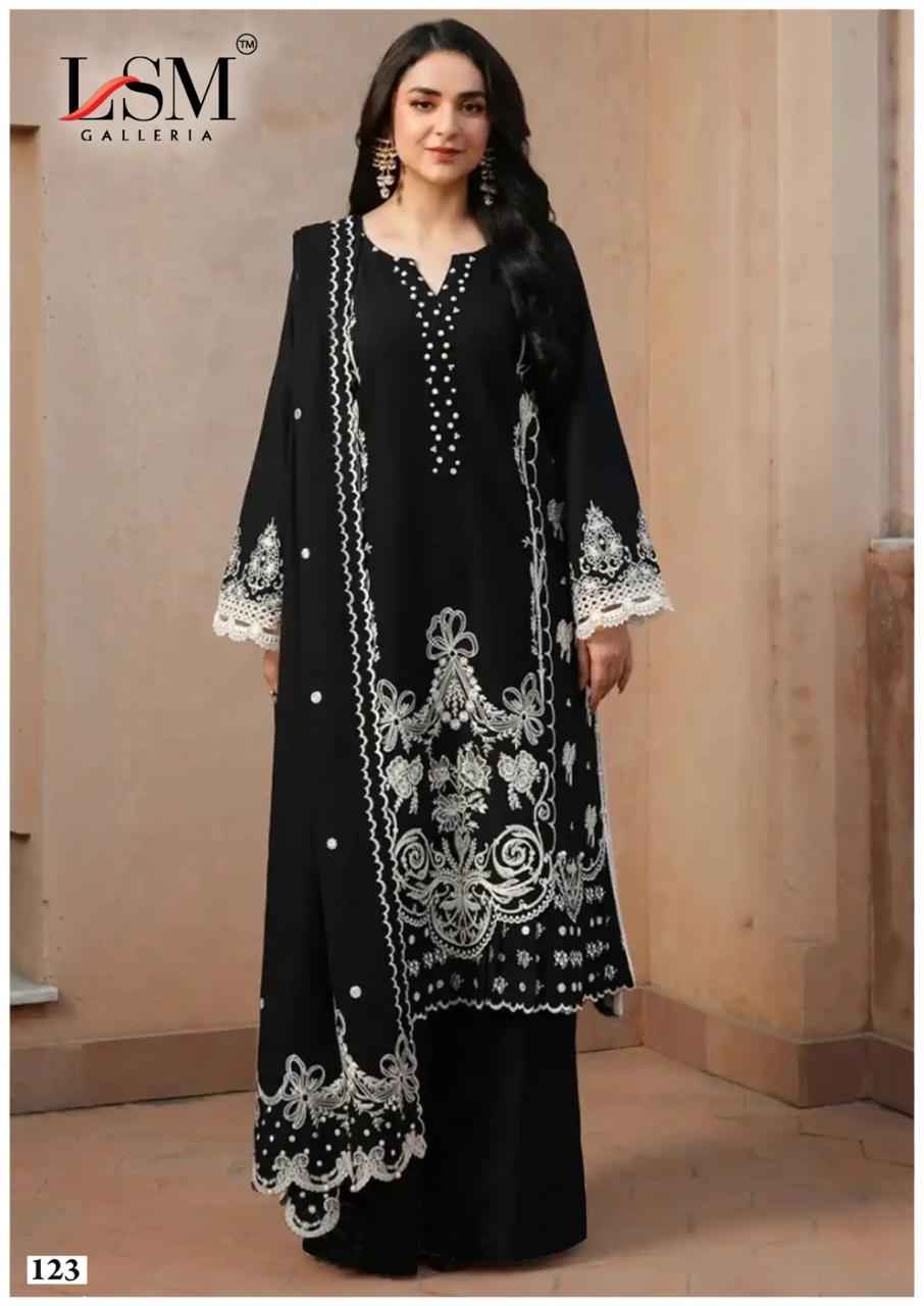 LSM BLACK & WHITE VOL-2 PURE LAWN COTTON PRINTED DRESS MATERIAL