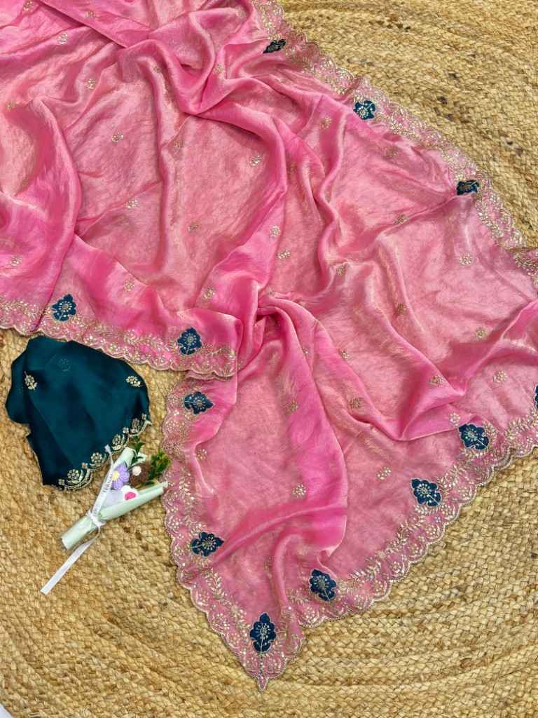 MAGIC NC SATIN SILK EMBORDAIRY WORK SAREE 