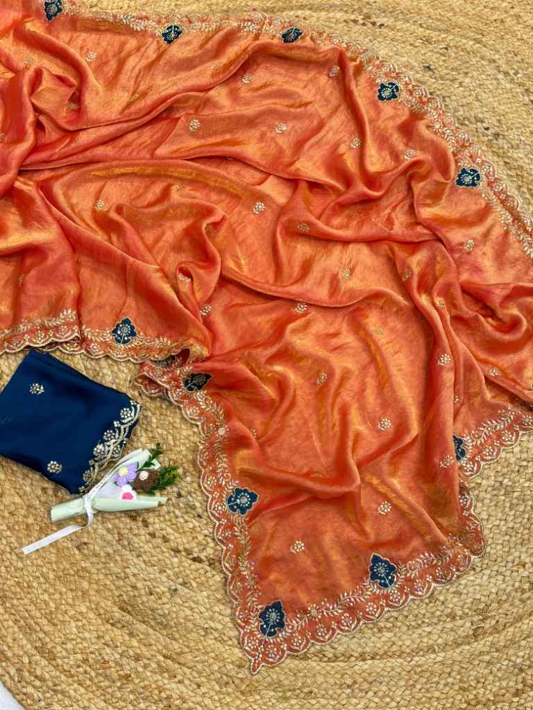 MAGIC NC SATIN SILK EMBORDAIRY WORK SAREE 
