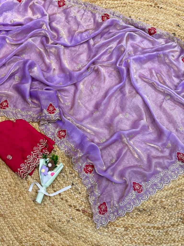 MAGIC NC SATIN SILK EMBORDAIRY WORK SAREE 