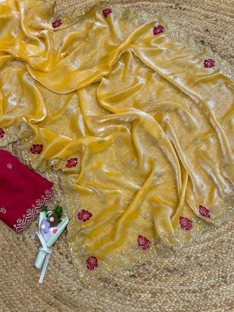 MAGIC NC SATIN SILK EMBORDAIRY WORK SAREE 