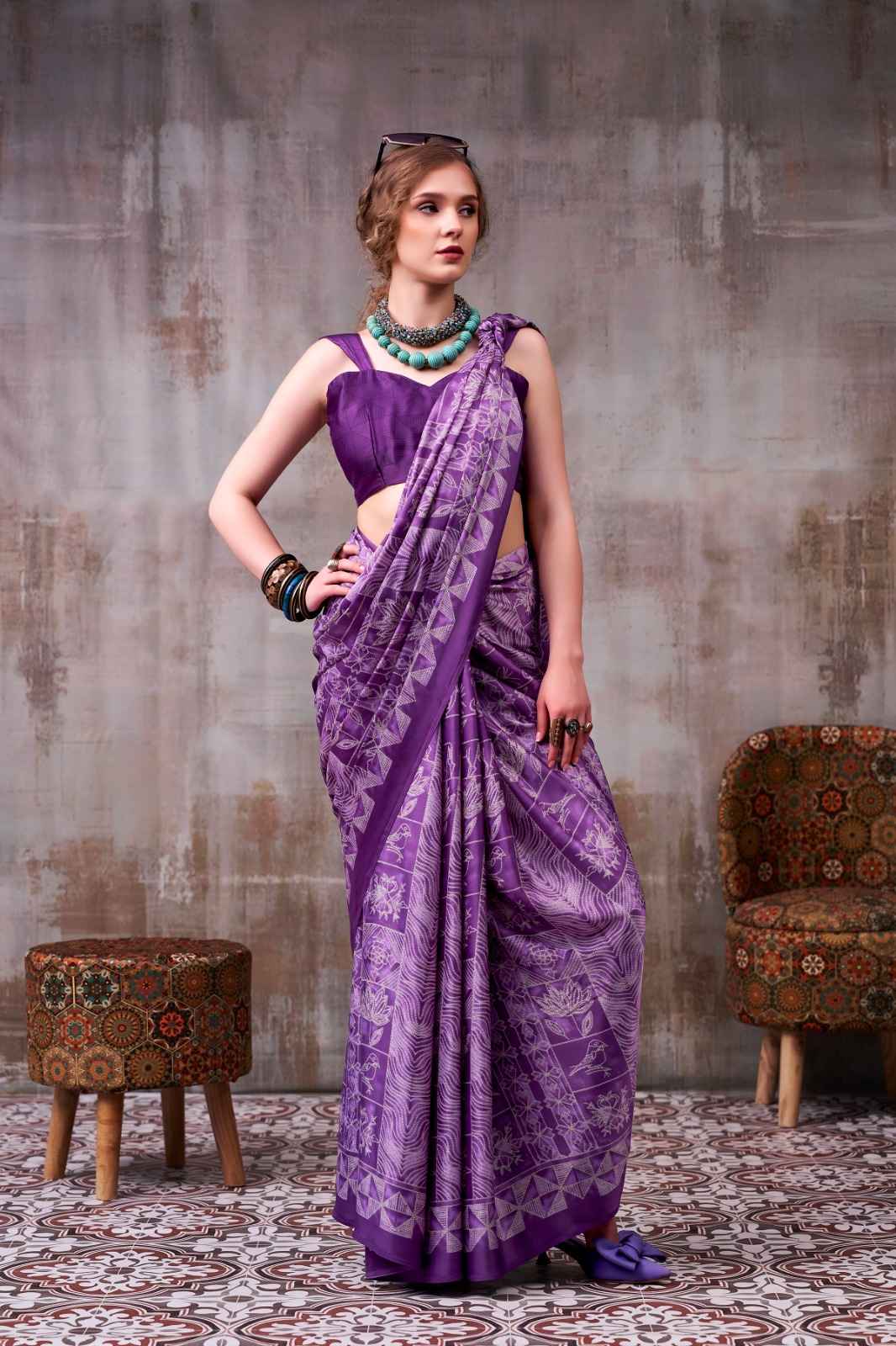 MODEL SILK DIGITAL PRINT SAREE