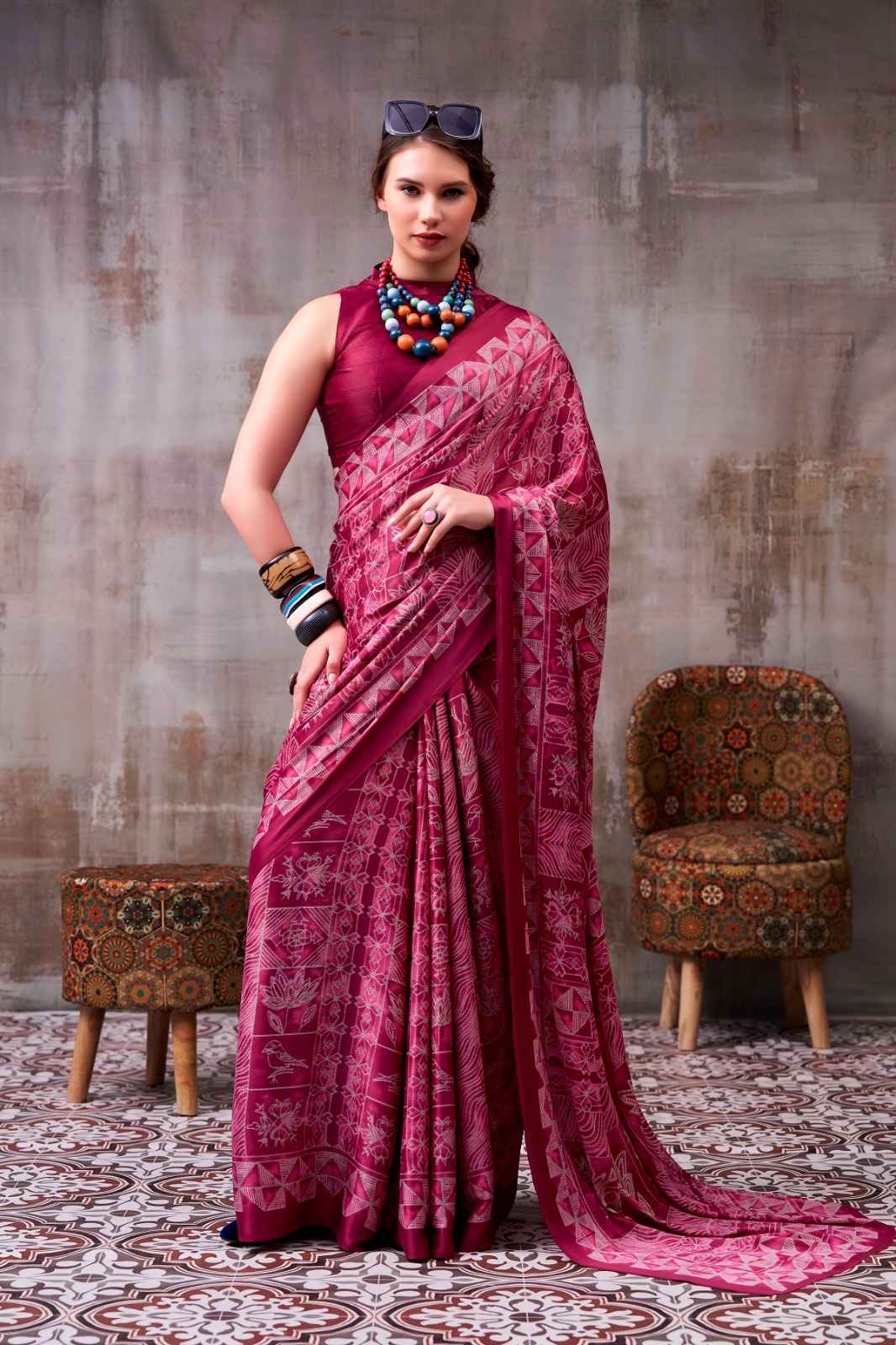 MODEL SILK DIGITAL PRINT SAREE