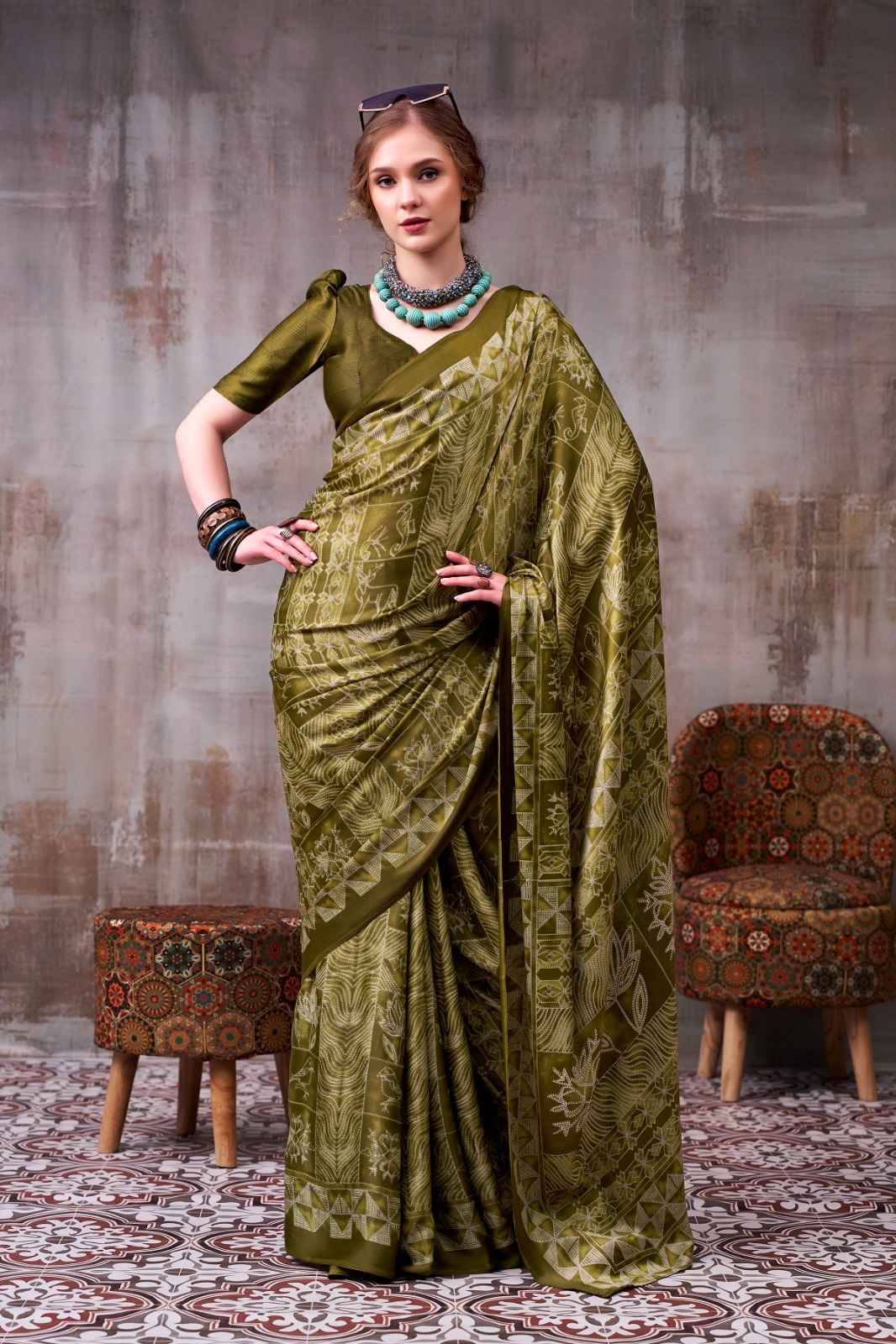 MODEL SILK DIGITAL PRINT SAREE