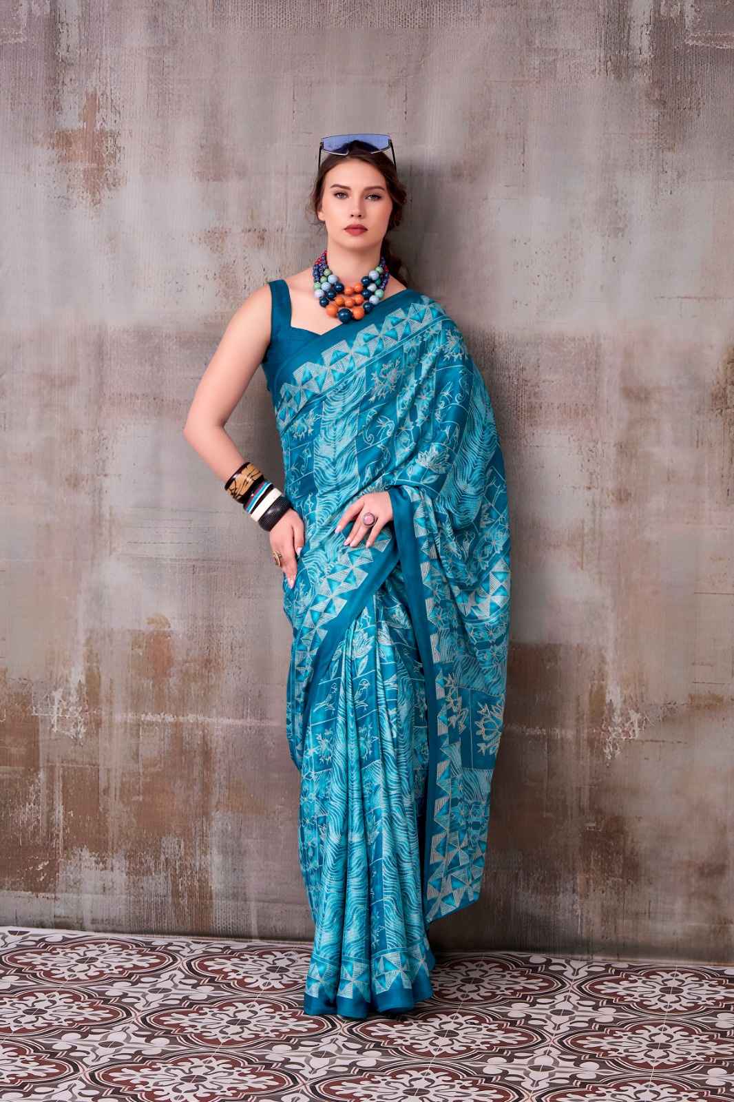 MODEL SILK DIGITAL PRINT SAREE