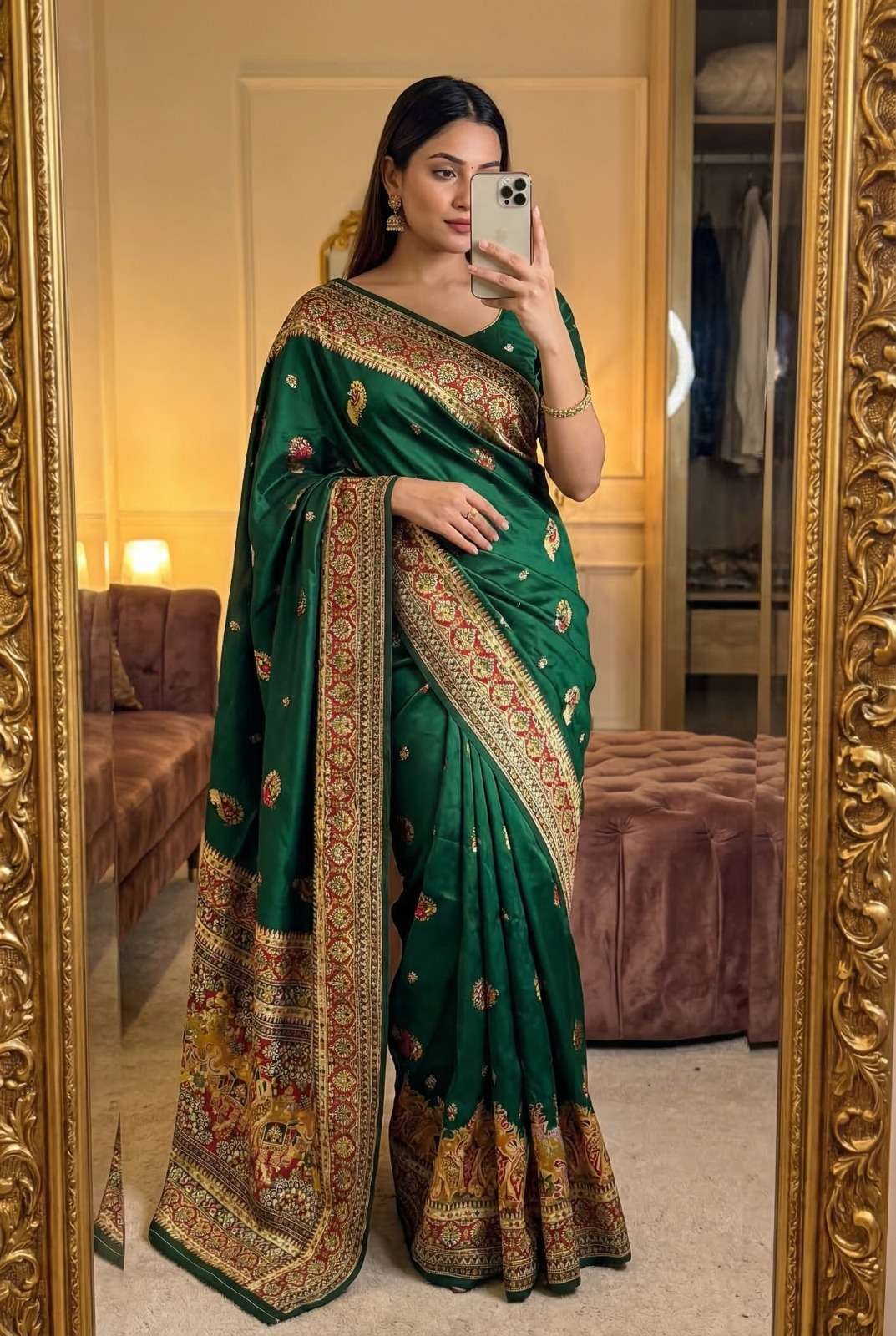 PASHMINA SILK MULTICOLOR FLORAL WOVEN MOTIFS SAREE 